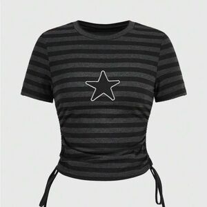 Gray and black star striped shirt